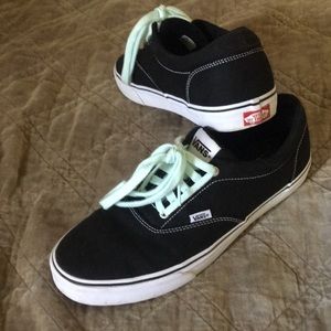 Vans Black And White Authentics With Mint Laces
